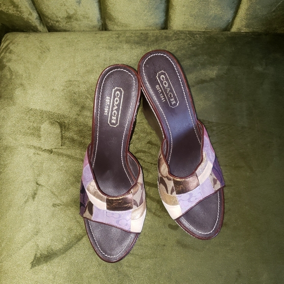 NWOT Coach Chelsea 8.5 wedge heals Multi color Shoes Patchwork - Picture 5 of 6